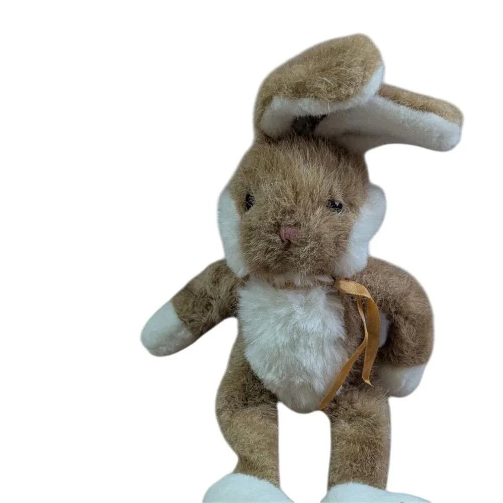 Vintage Prestige 1989 Plush Rabbit‎ Brown & White With Ribbon 16